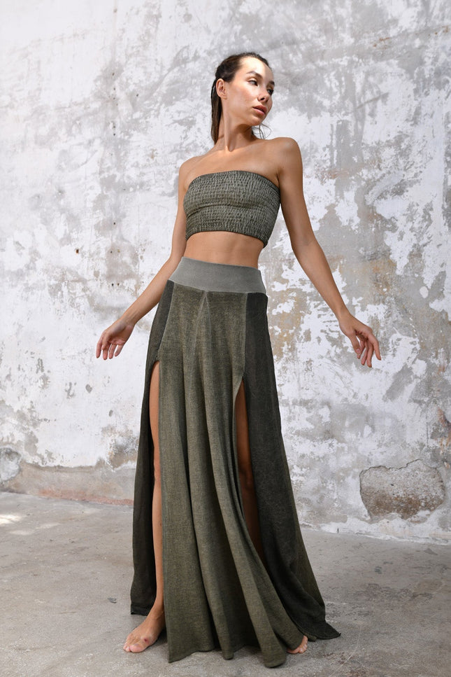 Zhenabia | ZHE Skirt in Khaki Green