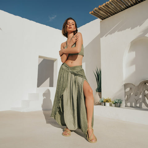 Zhenabia | Gaia Salvar in Khaki Green