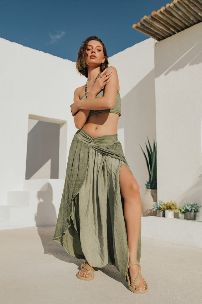 Zhenabia | Gaia Salvar in Khaki Green