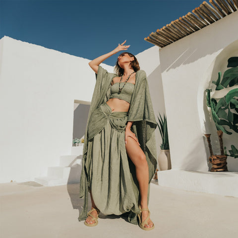 Zhenabia | Gaia Salvar in Khaki Green