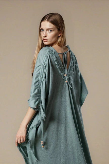 Zhenabia | PUSKUL Kaftan in Mint Blue