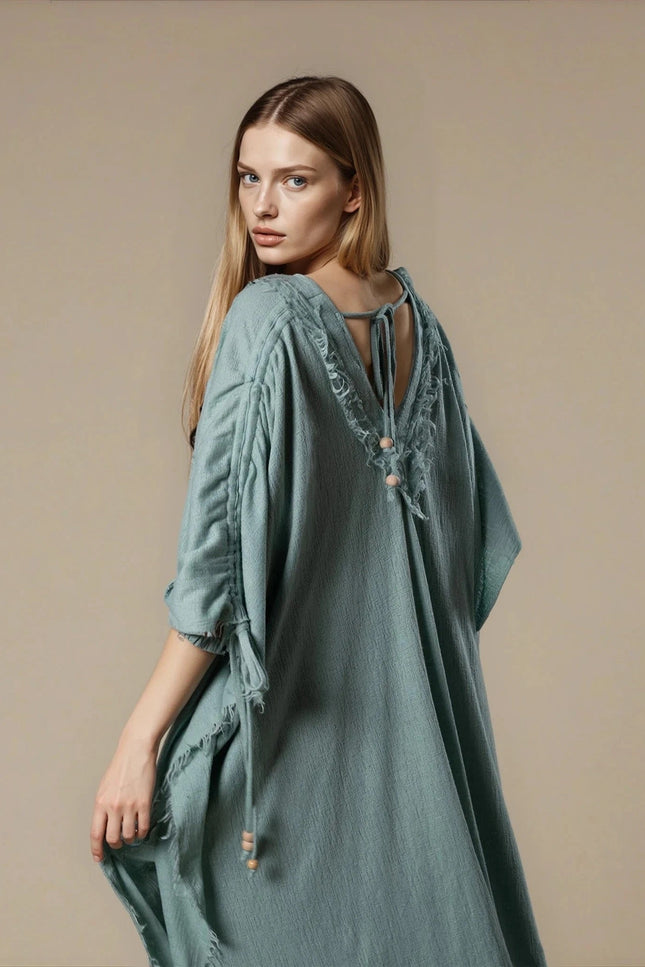 Zhenabia | PUSKUL Kaftan in Mint Blue