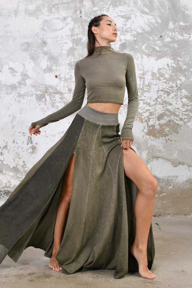 Zhenabia | ZHE Skirt in Khaki Green