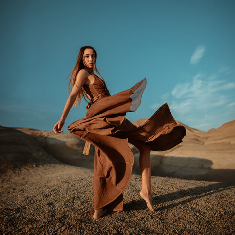 Zhenabia | ZHE Dress in Desert Sand