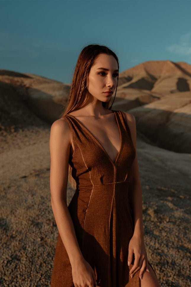 Zhenabia | ZHE Dress in Desert Sand