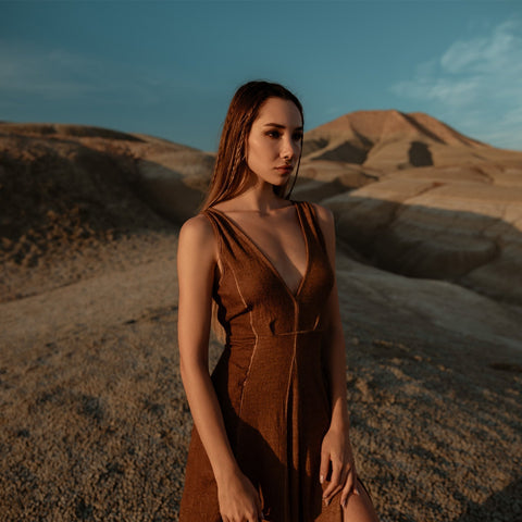 Zhenabia | ZHE Dress in Desert Sand