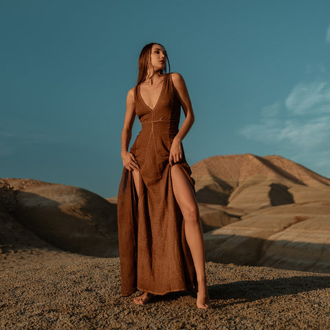 Zhenabia | ZHE Dress in Desert Sand