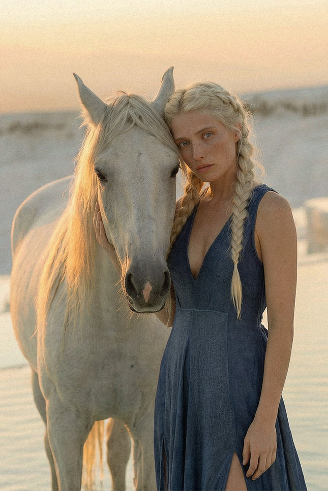 Zhenabia | ZHE Dress in Dusty Blue