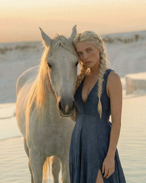 Zhenabia | ZHE Dress in Dusty Blue