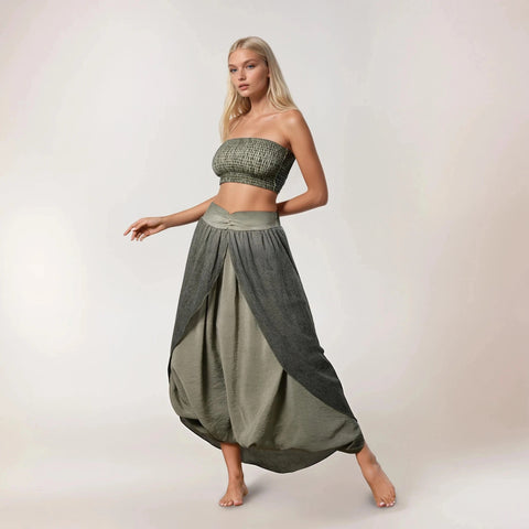 Zhenabia | Gaia Salvar in Khaki Green