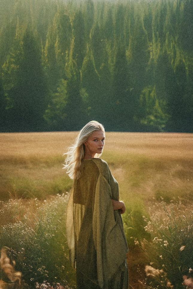 Zhenabia | Leila Top in Khaki Green