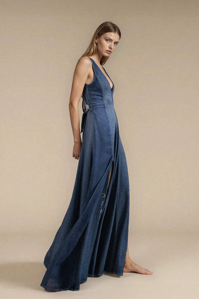 Zhenabia | ZHE Dress in Dusty Blue