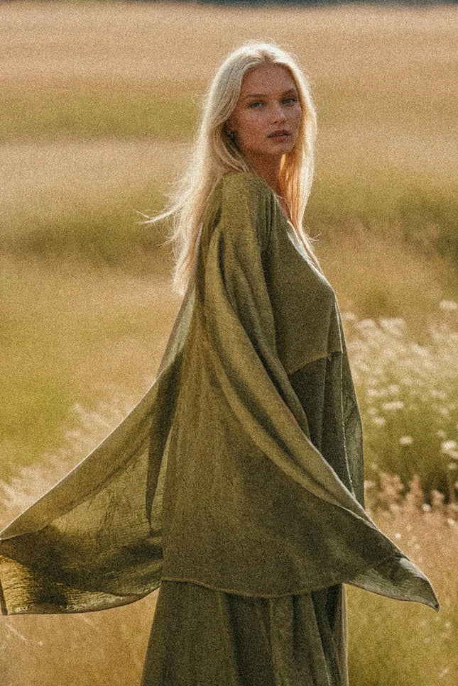 Zhenabia | Leila Top in Khaki Green