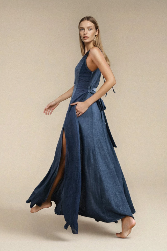 Zhenabia | ZHE Dress in Dusty Blue