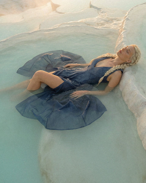 Zhenabia | ZHE Dress in Dusty Blue