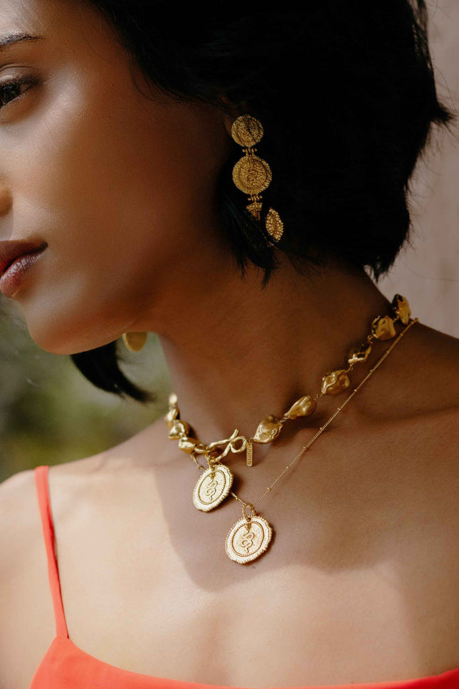 Arvino | Embossed Snake Medallion Necklace