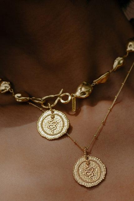 Arvino | Embossed Snake Medallion Necklace