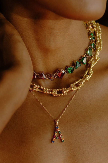 Multistone Alphabet Necklace