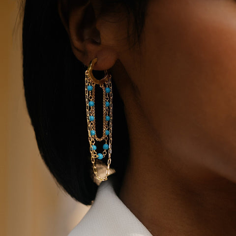 Arvino | Turquoise Fringe Huggies