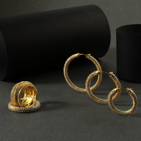 Arvino | Glitzy Star Studded Hoop earrings medium