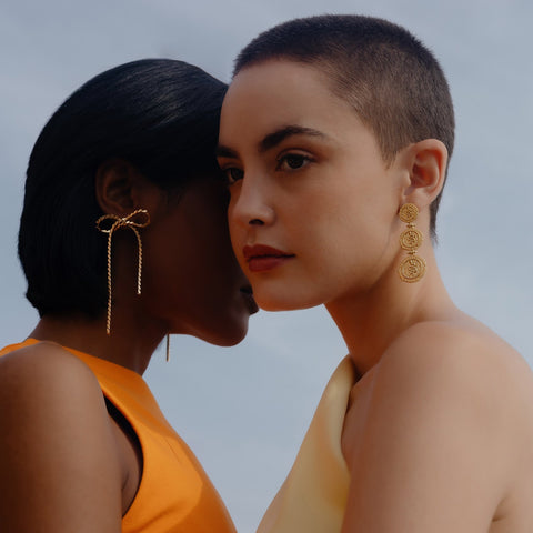 Arvino | Serpent Embossed Triple Coin Earrings