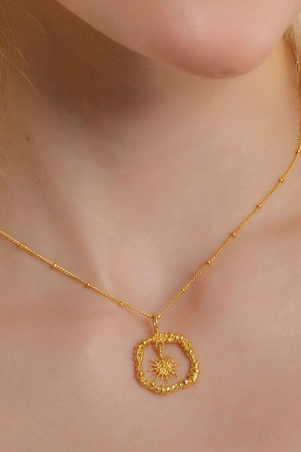 Arvino's sterling silver necklace with granulated Sunburst detailing
