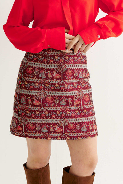 Aubin Heirloom jacquard A-Line Mini Skirt - Wine