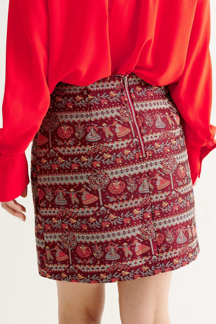 Aubin Heirloom jacquard A-Line Mini Skirt - Wine