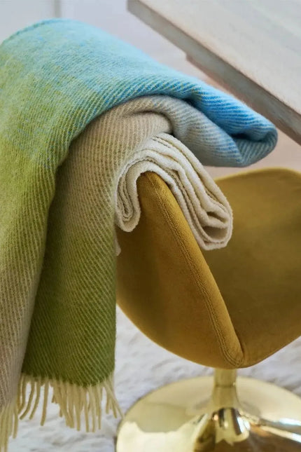 Aurora - Lambswool Throw - Green Blue