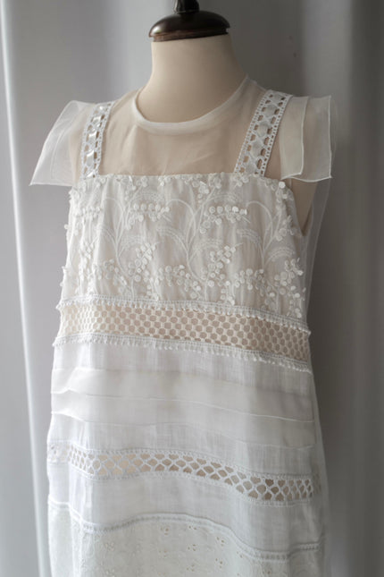 Linen Silk Hand Crafted Patchwork  Dress AIJA  for Girls (Pre-Order)