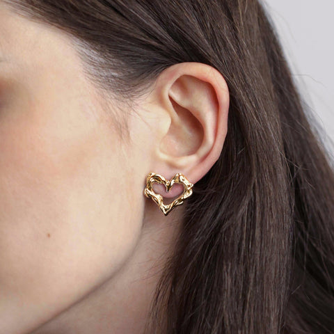 SIMA GINA | Gilded Earrings Studs ‘Follow your heart’