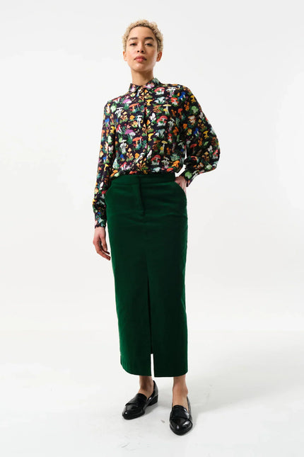 Balthazar Babycord Midi Pencil Skirt - Green - Front