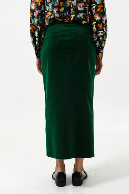 Balthazar Babycord Midi Pencil Skirt - Green - Back