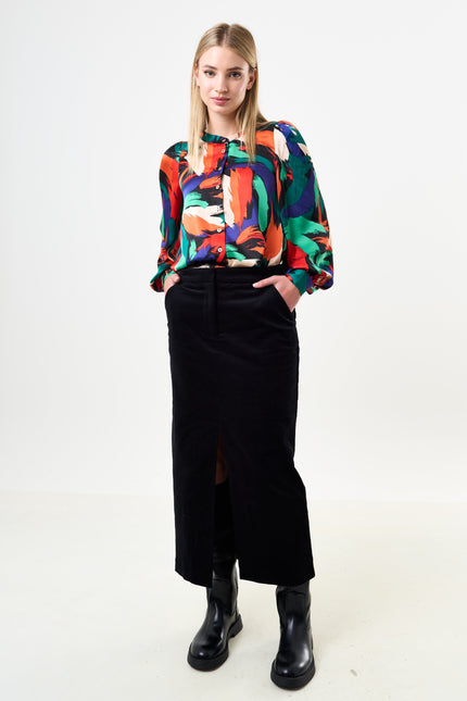 Balthazar Babycord Midi Pencil Skirt - Black - Detail 2