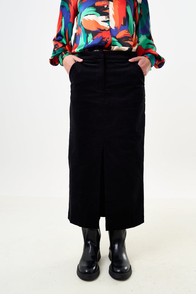 Balthazar Babycord Midi Pencil Skirt - Black - Detail 4
