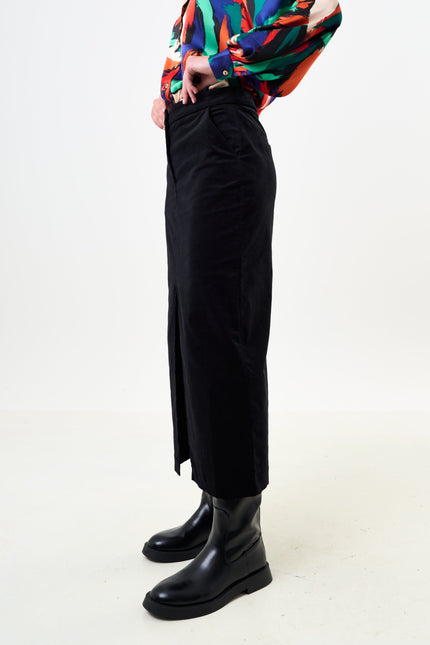 Balthazar Babycord Midi Pencil Skirt - Black - Detail 3