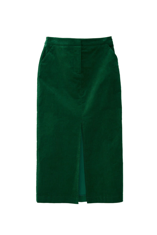 Balthazar Babycord Midi Pencil Skirt - Green - Styled