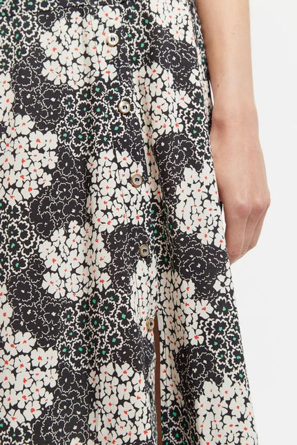 Louche Barney Flower Patch Print Midi Skirt in Black & White - Detail 1