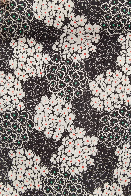 Louche Barney Flower Patch Print Midi Skirt in Black & White - Styled