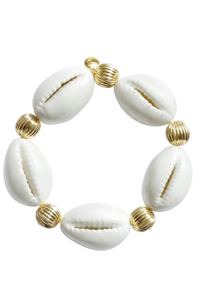 Poporcelain | Bransoletka elastyczna z muszlami Cowrie