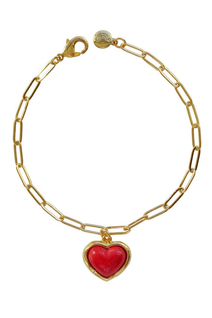 Poporcelain | Pearly White Heart Charm Bracelet