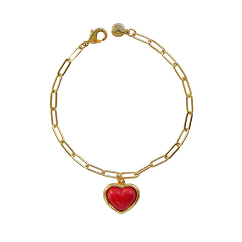 Poporcelain | Red Heart Charm Bracelet