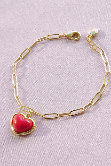 Poporcelain | Red Heart Charm Bracelet