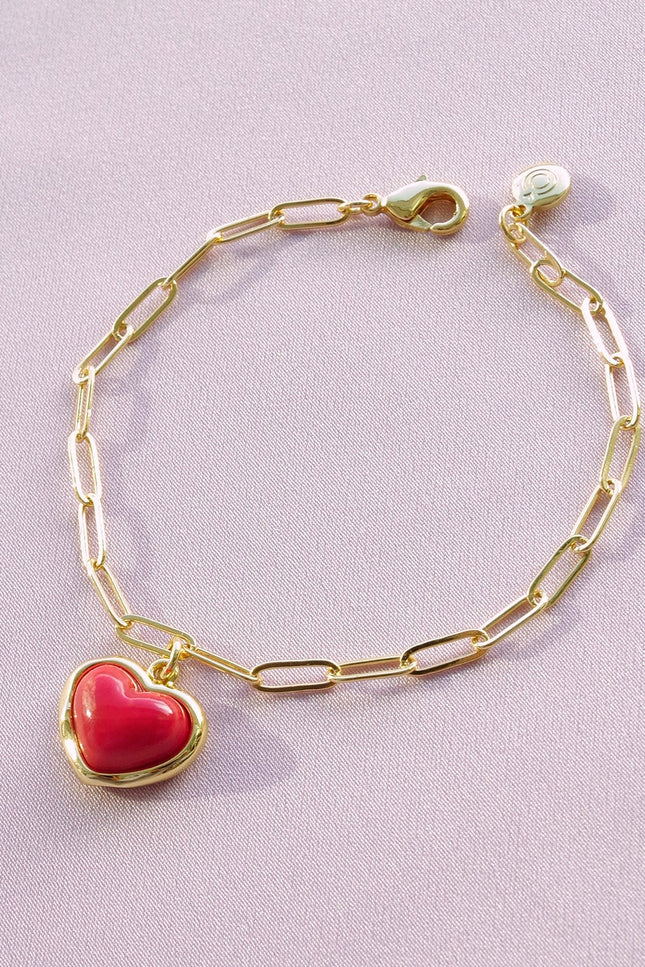 Poporcelain | Red Heart Charm Bracelet