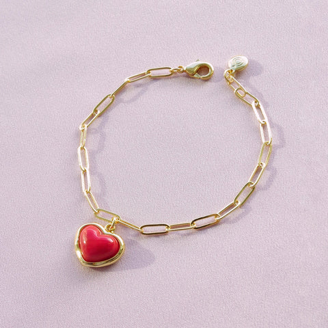 Poporcelain | Red Heart Charm Bracelet