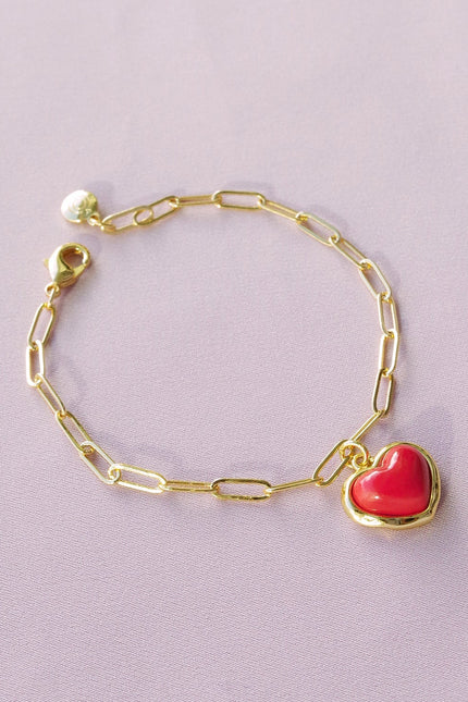 Poporcelain | Red Heart Charm Bracelet