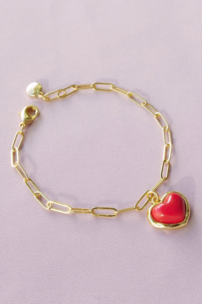 Poporcelain | Red Heart Charm Bracelet