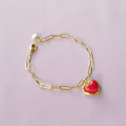 Poporcelain | Red Heart Charm Bracelet