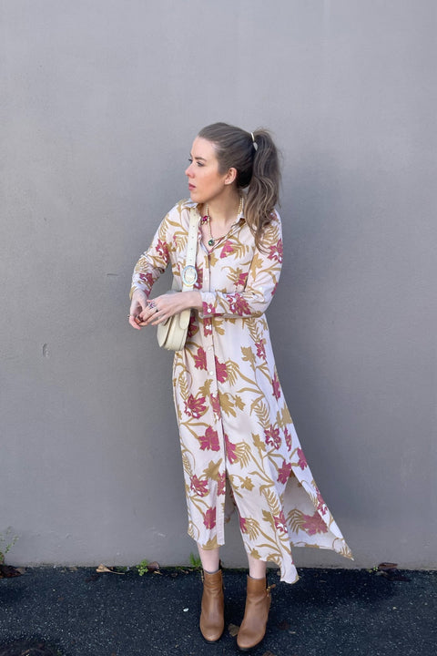 Violet Fish I George Dress - Sand Rose