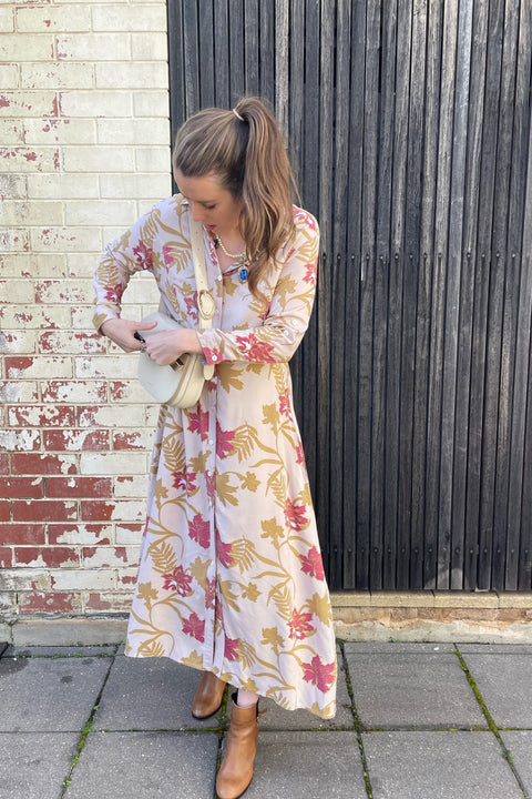 Violet Fish I George Dress - Sand Rose